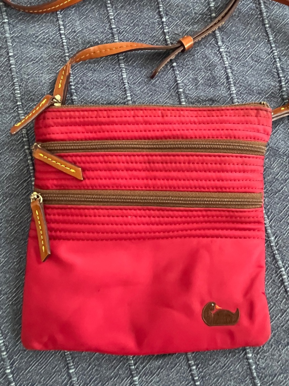 Red Dooney & Bourke nylon triple zip purse